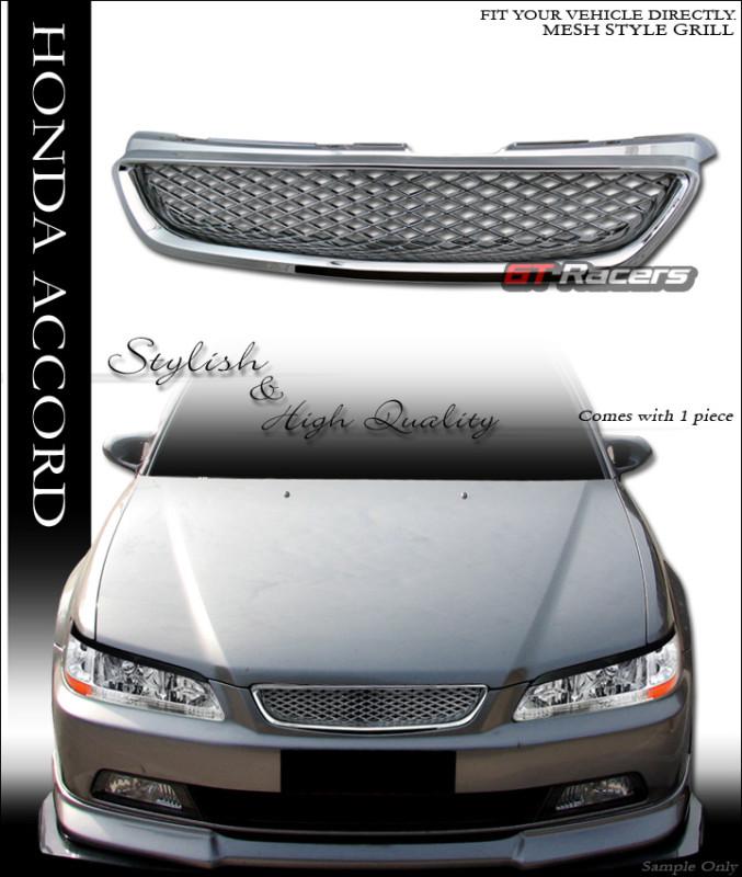 Chrome t-r sport mesh front hood bumper grill grille abs 1998-2002 accord 2d 2dr