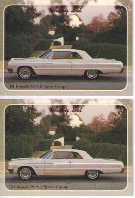 1964 chevy impala ss baseball card sized cards - lot of 2 - must see !!