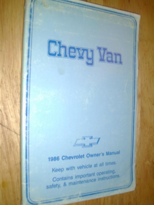 1986 chevrolet van owner's manual / original guide book!