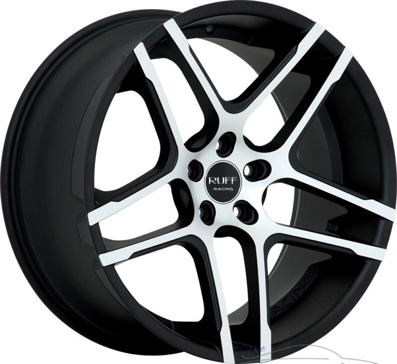 22x10 ruff r954 5x120  +20mm matte black machined rims wheels inch 22"