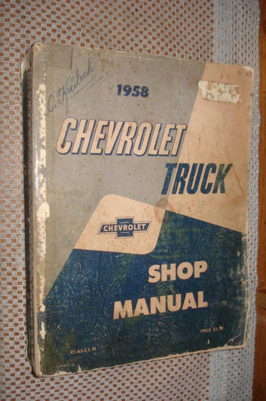 1958 chevy truck shop manual original service book rare