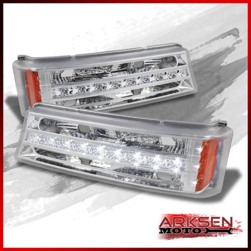 03-06 silverado avalanche led strip bumper parking amber signal lights lamp pair