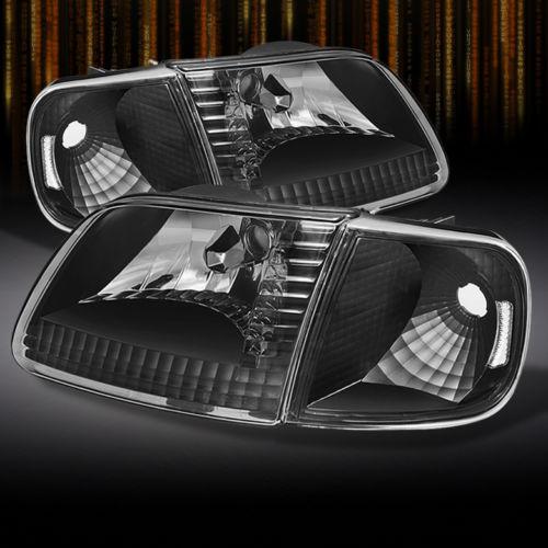 97-03 f150 97-02 expedition crystal black headlights+corner signal lights set