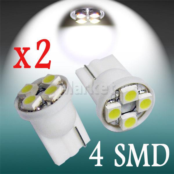 2pcs t10 4 smd license plate pure white 194 w5w led car light bulb lamp