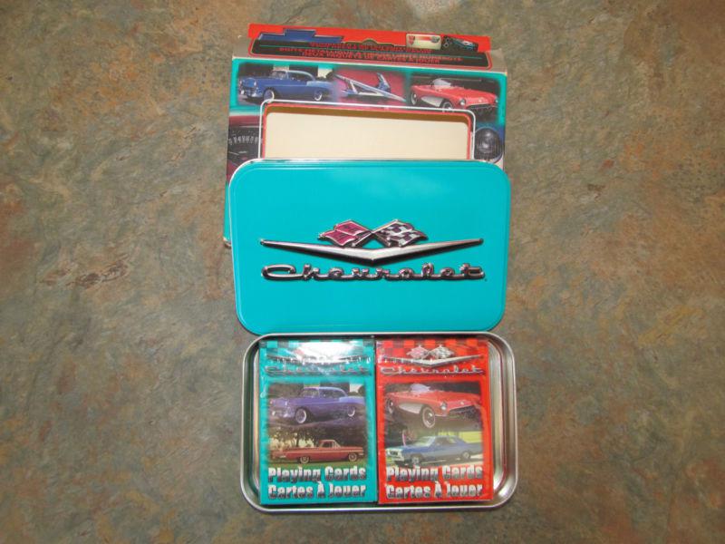 Chevrolet numbered limited edition tin and playing cards. 2 bicycle decks. mint