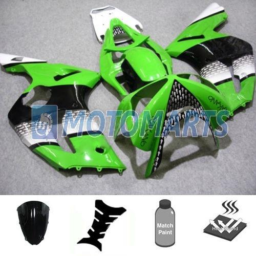 5 in 1 bundle for kawasaki ninja zx6r 03 04 body kit fairing & windscreen aa