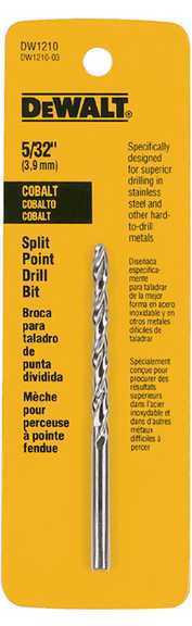 Dewalt tools dew dw1210 - drill bit, cobalt - split point; wood, metal or pla...