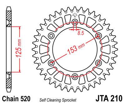 Jt sprocket rear 51t aluminum fits honda cr250 rg 1986