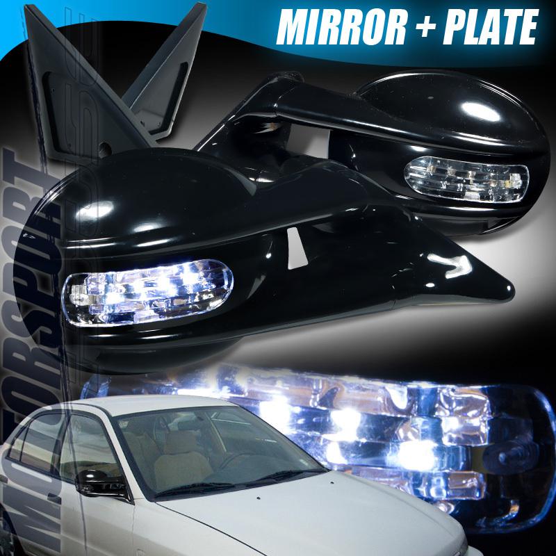 1997-2000 mitsubishi mirage sedan coupe ls de black side mirrors w/ led signal 