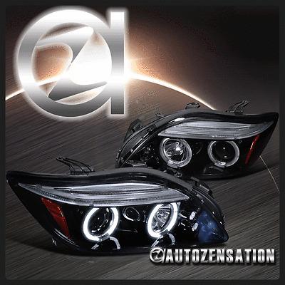 04-10 scion tc [glossy black] led drl dual halo projector headlights