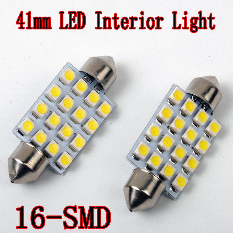 2x xenon white 41mm 16smd car led interior festoon dome light bulbs lamps 12v a