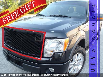 2009 - 2012 ford f150 upper replacement billet grille xl xlt all black 09 10 11 