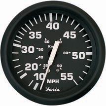 Faria euro speedometer, 55 mph, 4", sender required black 32810