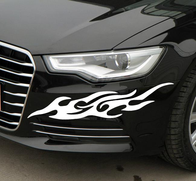 Free shipping white car auto front bumper flame graphics decals stickers