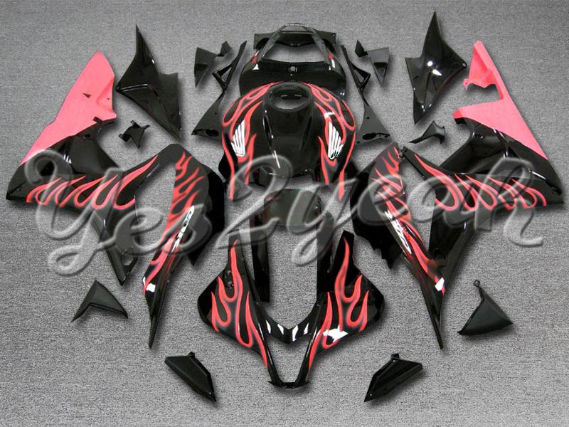 Injection molded fit 2007 2008 cbr600rr 07 08 pink flames black fairing zn1034