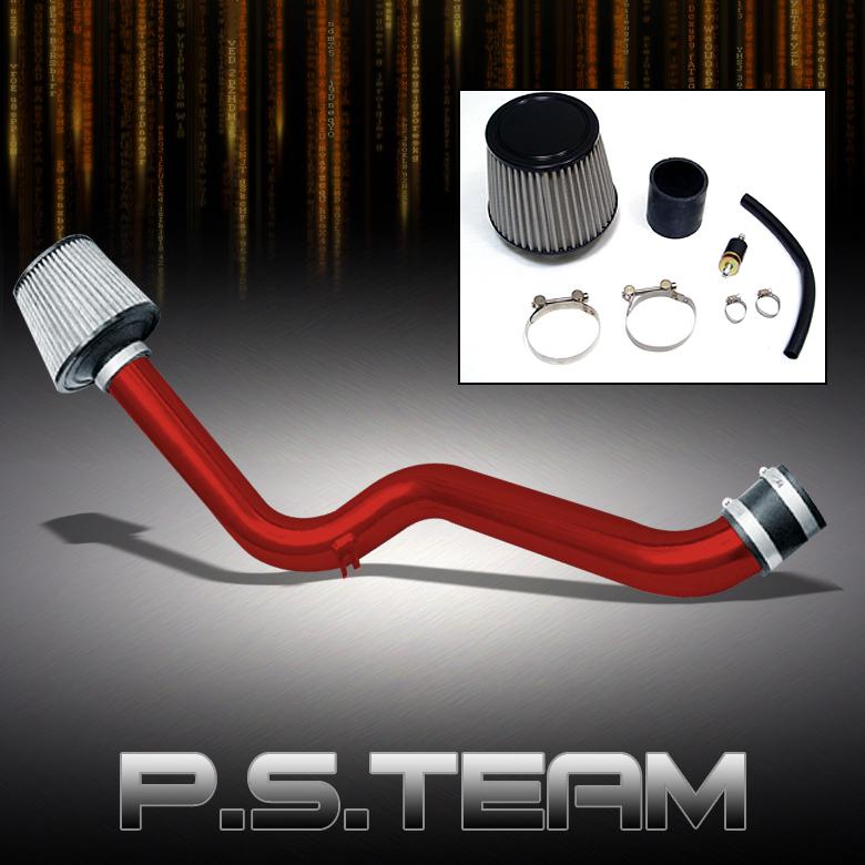 94-97 honda accord red aluminum cold air intake+stainless washable cone filter