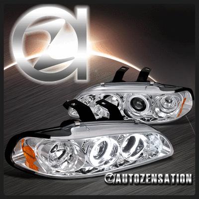 92-95 honda civic 2/3/4dr chrome led drl halo projector headlights