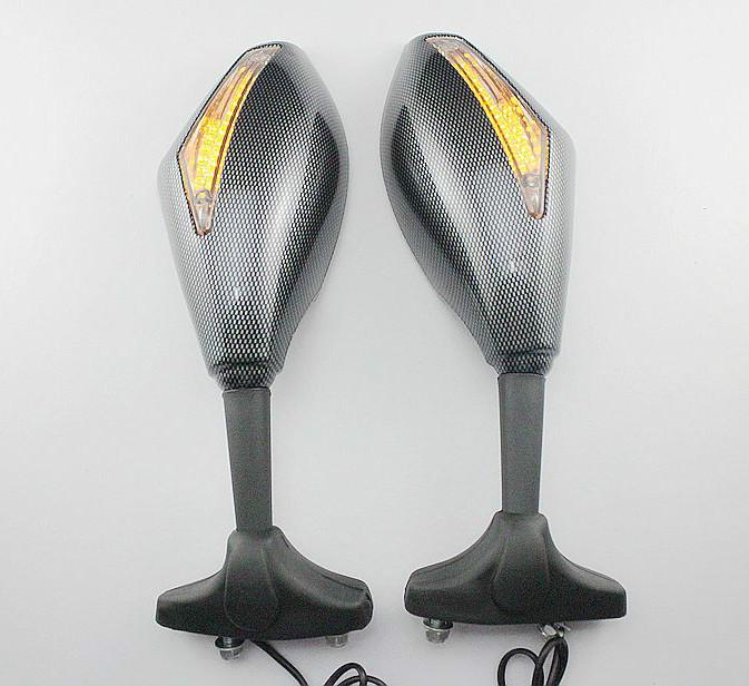 Carbon led turn signals mirrors for kawasaki ninja zx6r zx750 zx7r zx9r zx10r