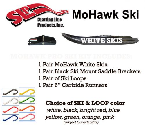 Ski-doo slp mohawk ski package - white skis, mounts, loops &amp; 6&#034; carbides