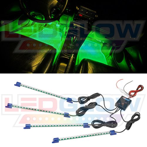 Ledglow 4pc green led interior underseat lights footwell neon accent light kit