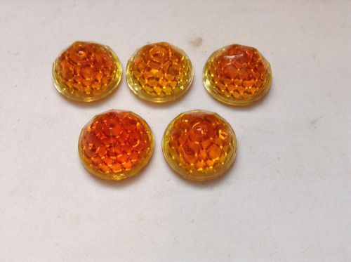Vintage 5 lot amber orange nos jewel cut reflectors 7/8&#034; license plate topper