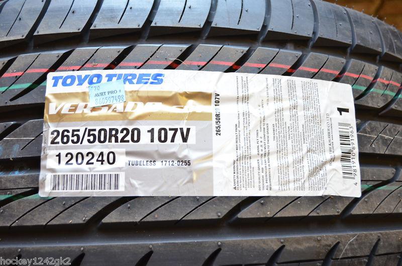 4 new 265 50 20 toyo versado cuv tires