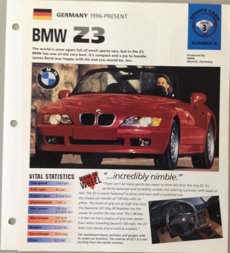 Bmw z3 1996- present  hot cars poster vital statistics dream machines