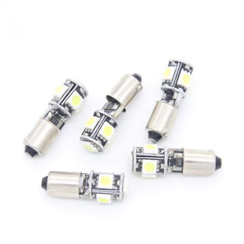 10pcs error-free ba9s h6w car bulb canbus xenon white 5050 smd 5 auto led light