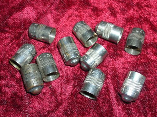 11 vintage cleveland - dill valve stem caps car auto tires nickel brass caps