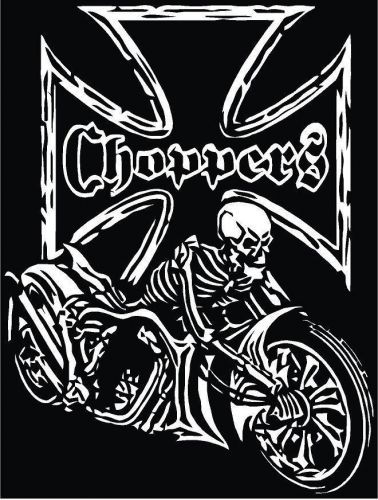 Skeleton choppers black and white metal sign- 9&#034;x12&#034; - free shipping