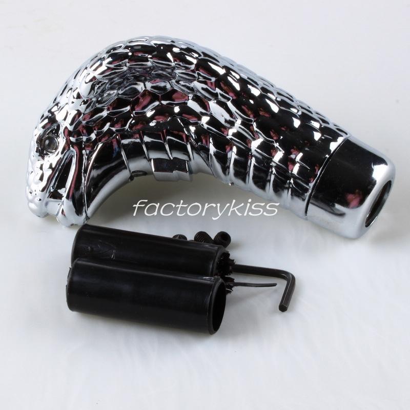 Car cobra manual gear shift knob chrome red led eye snake shifter universal