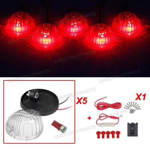 Roof clearance round marker light clear+5050-smd t10 red led for gmc 5pcs