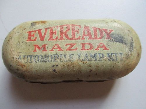 Advertising tin eveready mazda auto automobile lamp kit w/ original lamps bulbs