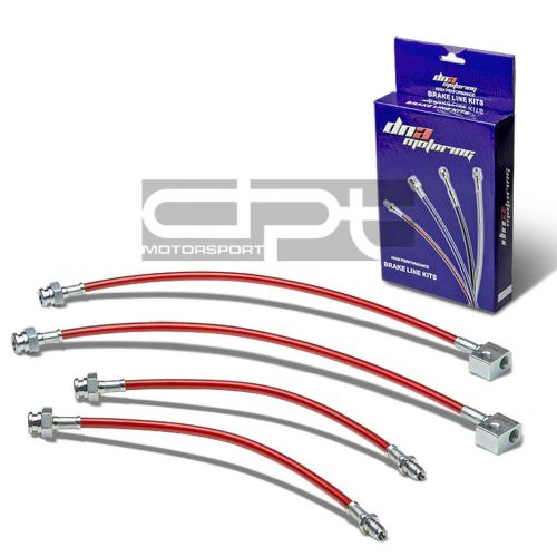 For civic em1 replacement front/rear stainless hose red pvc coated brake lines