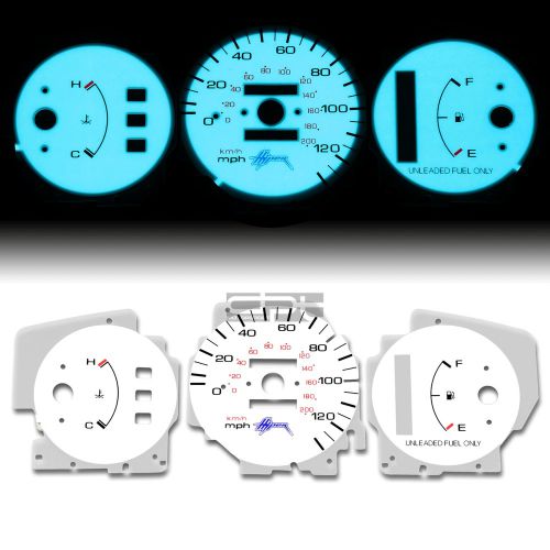 Indiglo glow gauge+harness white face for 92-95 honda civic dx lx cx no tach at