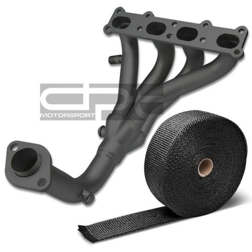 For 01-03 mazda bj protege/5 2.0 stainless black exhaust pipe header+heat wrap