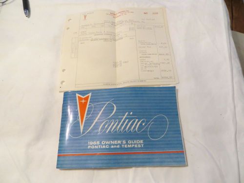 1965 pontiac &#034;original&#034; owners manual and rare original sales invoice