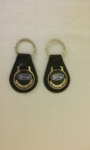 Ford windstar keychain key chain keyring key ring black leather, 2 each new