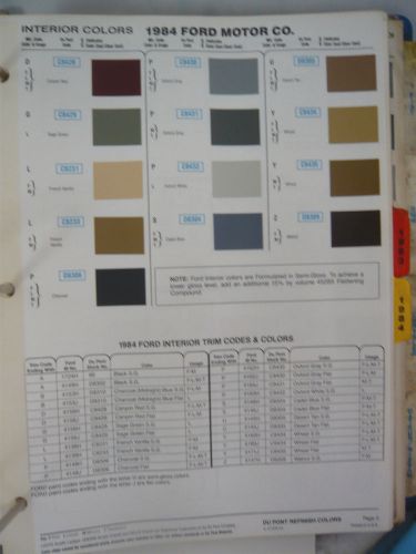 1984 ford color chips world color sheet dupont refinish 84 bronco