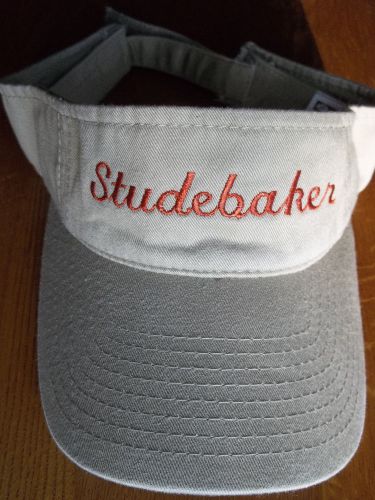 Tan adjustable cotton visor with copper script embroidered studebaker - new !