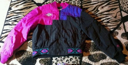 Vtg women&#039;s arctic cat jacket snowmobile winter coat pink black navajo design