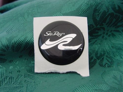 Sea ray sr steering wheel emblem  black &amp; chrome 1-3/8&#034; across new !