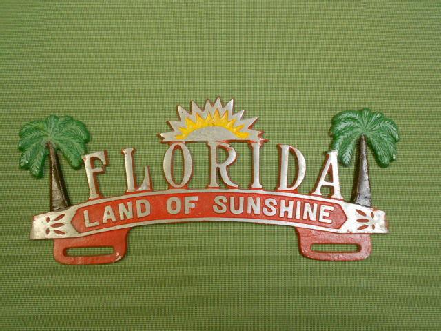 Florida land of sunshine license plate topper plaque