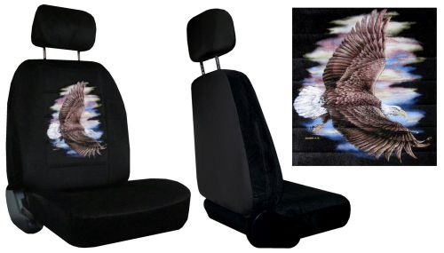 Majestic flying eagle black 2 low back bucket car truck suv seat covers pp 2a