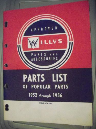 1952 1953 1954 1955 1956 willys jeep parts book pickup wagon forward control