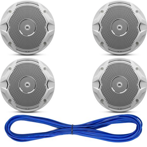 4 jbl marine 6.5&#034; 150w white speakers, cadence marine blue 50ft speaker wire