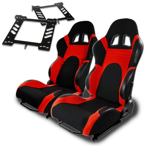 Type-6 racing seat black red woven+silder+for 93-98 vw golf/gti mk3 bracket x2