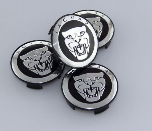 New jaguar black wheel hub cover caps logo set of 4 rims cap pa6-m20-gf10