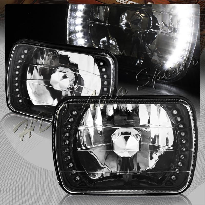 7"x6" h6054 sealed beam replacement white led black/chrome clear headlight lamps