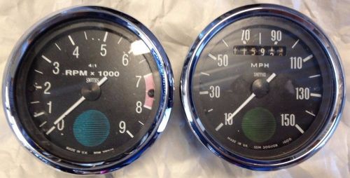 Smiths &#034;green globe&#034; speedometer &amp; tach norton commando vintage classic ahrma